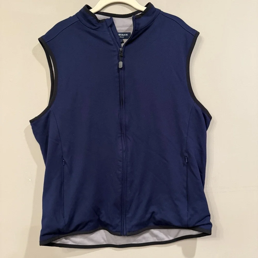 Mizzen+Main Vest‎ Mens L Blue Zip Performance Lightweight Golf Athleisure Career